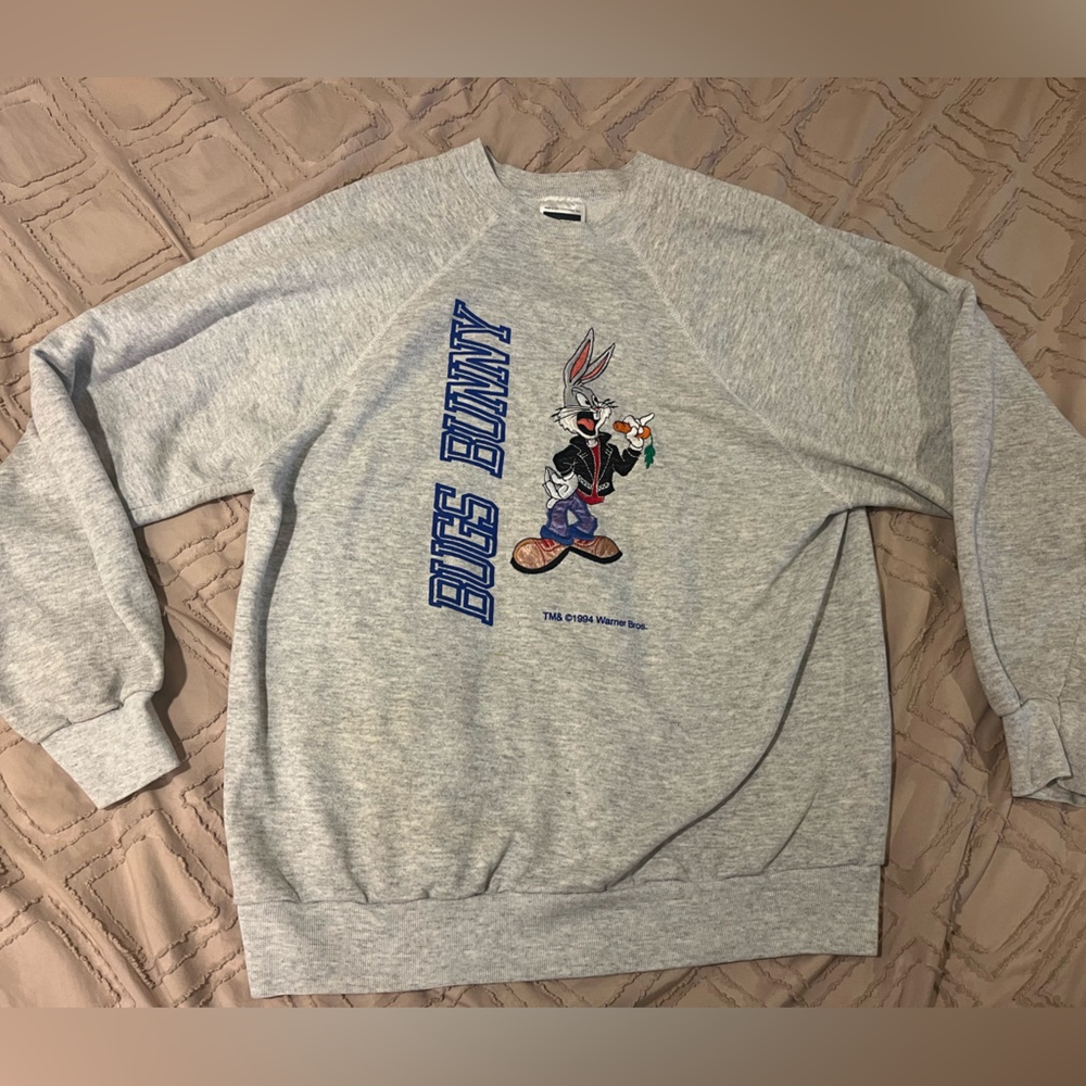90s Bugs Bunny Crew Light Gray Sweatshirt